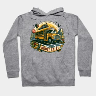 School Bus On An Adventurous Road Trip, Route Tales Hoodie